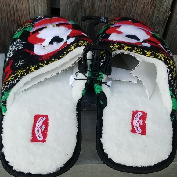 Santa Christmas Knit Mens Slippers - Picture 6 of 9